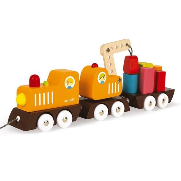 Janod Multi Color Crane Train with Safety Magnetic Blocks 2 Games in 1 Age 2+ - Picture 3 of 11